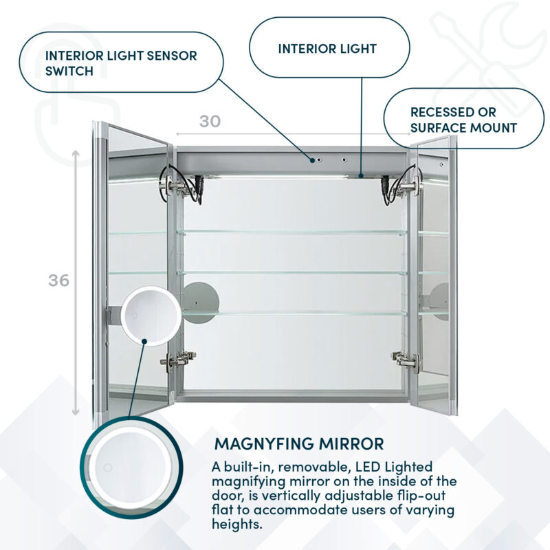 Signature Royale 30x36 LED Lighted Medicine Cabinet