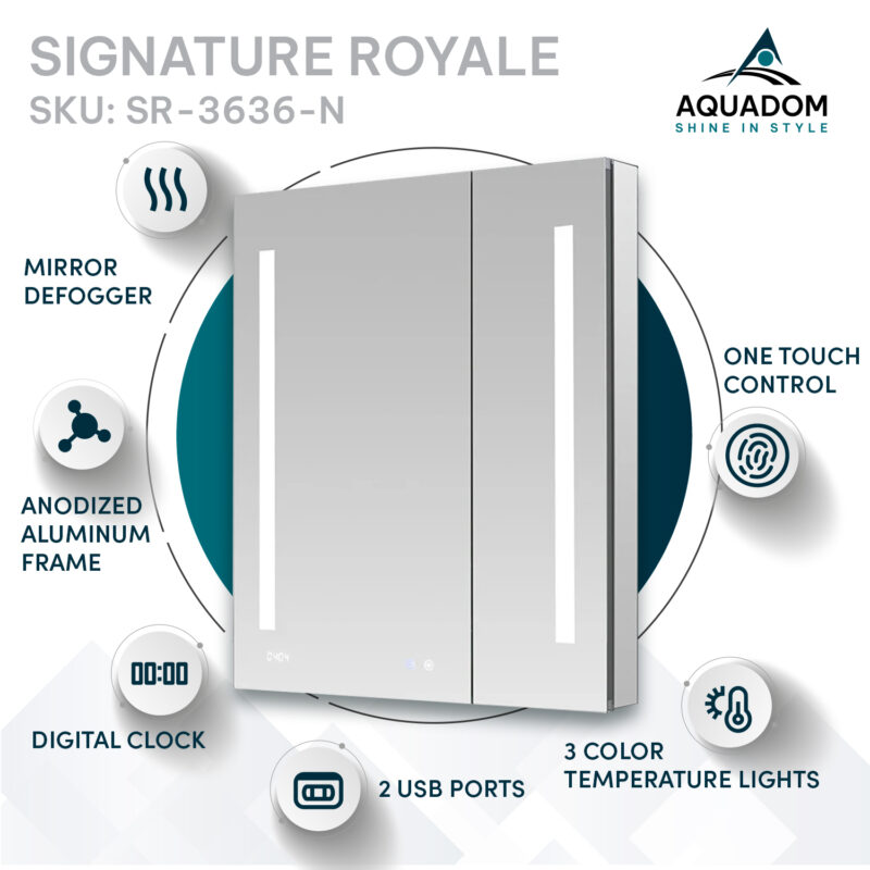 Signature Royale 36x36 LED Lighted Medicine Cabinet