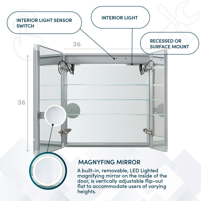 Signature Royale 36x36 LED Lighted Medicine Cabinet