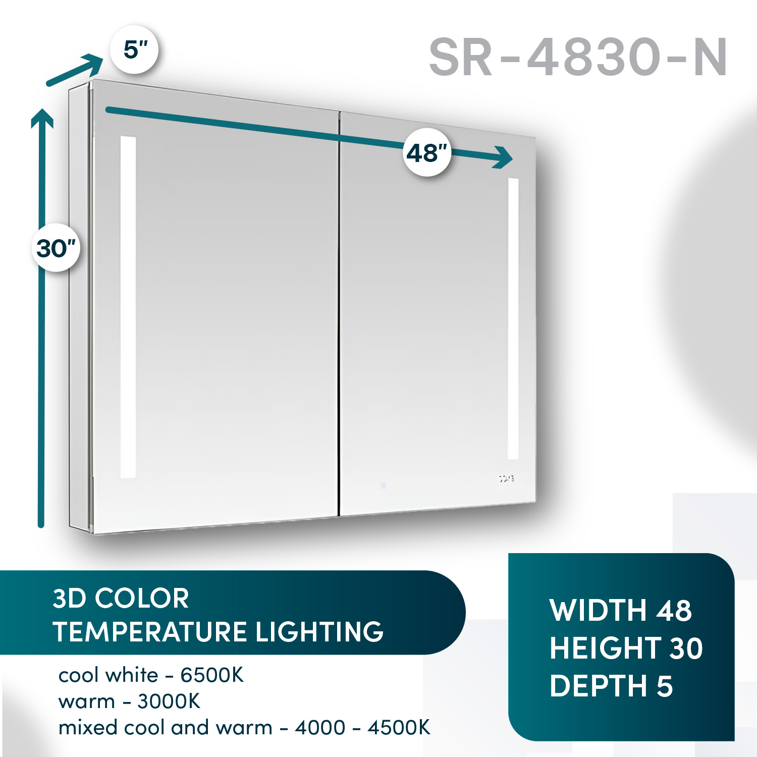 SR-4830 LED Cabinet (4) Signature Royale 48x30 LED Lighted Medicine Cabinet