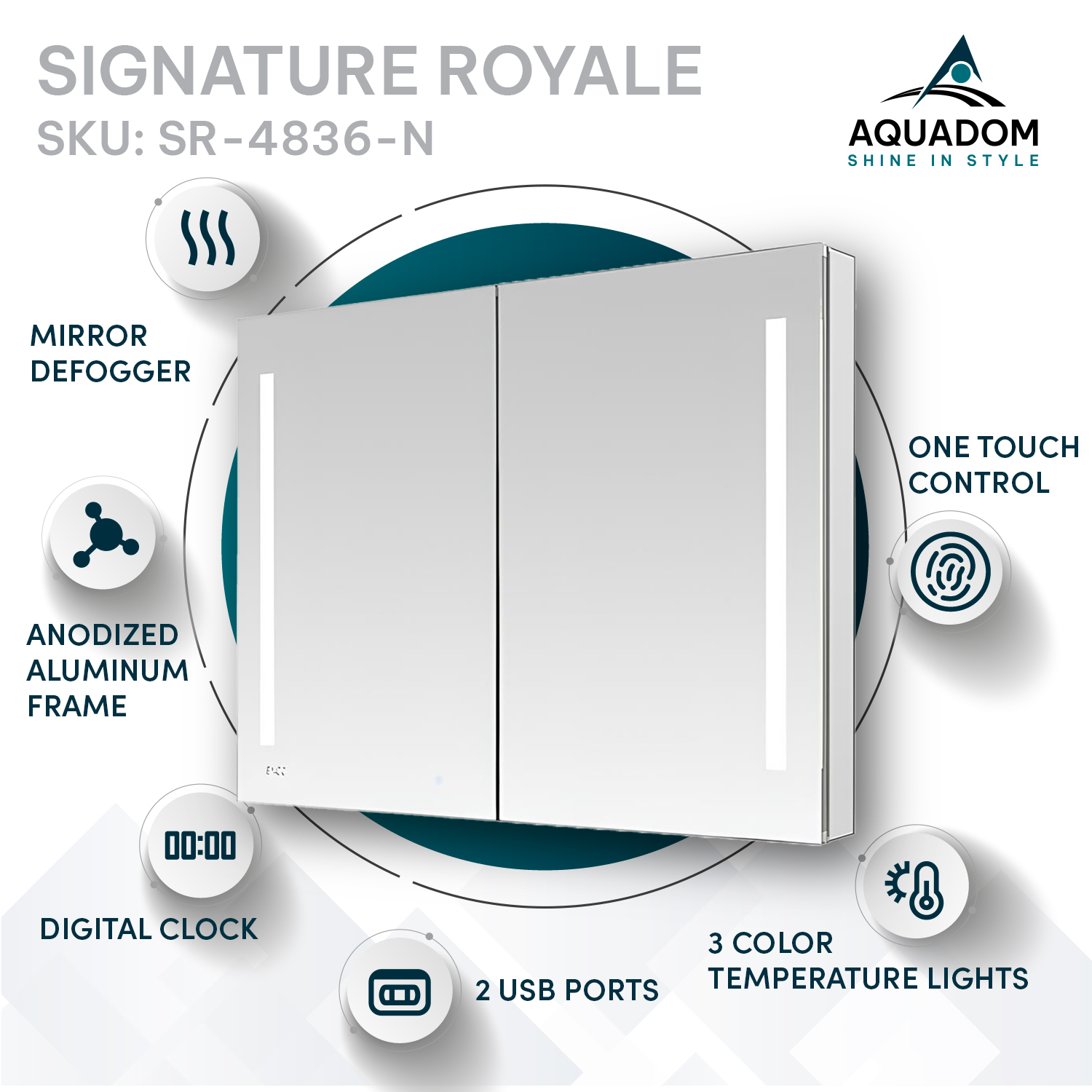 Signature Royale 48x36 LED Lighted Medicine Cabinet