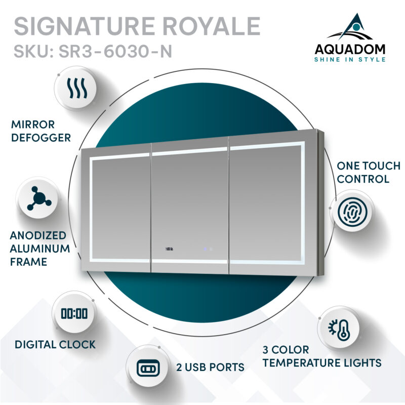 Signature Royale 60x30 LED Lighted Medicine Cabinet