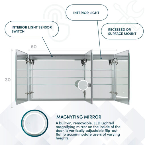 Signature Royale 60x30 ✓ 60 Inch Medicine Cabinet For Bath