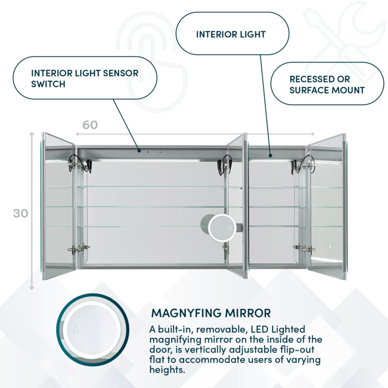 Signature Royale 60x30 LED Lighted Medicine Cabinet