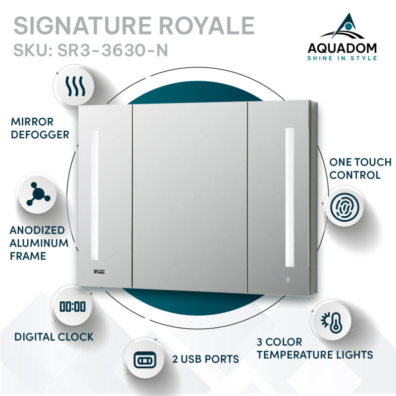 SR3-3630 Led Medicine Cabinet by Aquadom