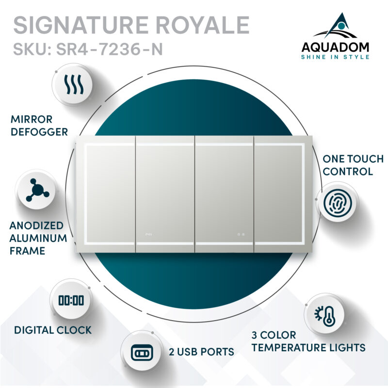 Signature Royale 72x36 LED Lighted Medicine Cabinet