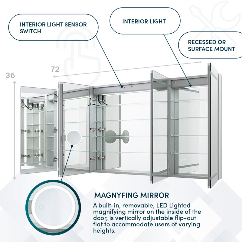 Signature Royale 72x36 LED Lighted Medicine Cabinet