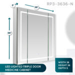 Royale Plus 36х36 LED Triple Door Lighted Medicine Cabinet