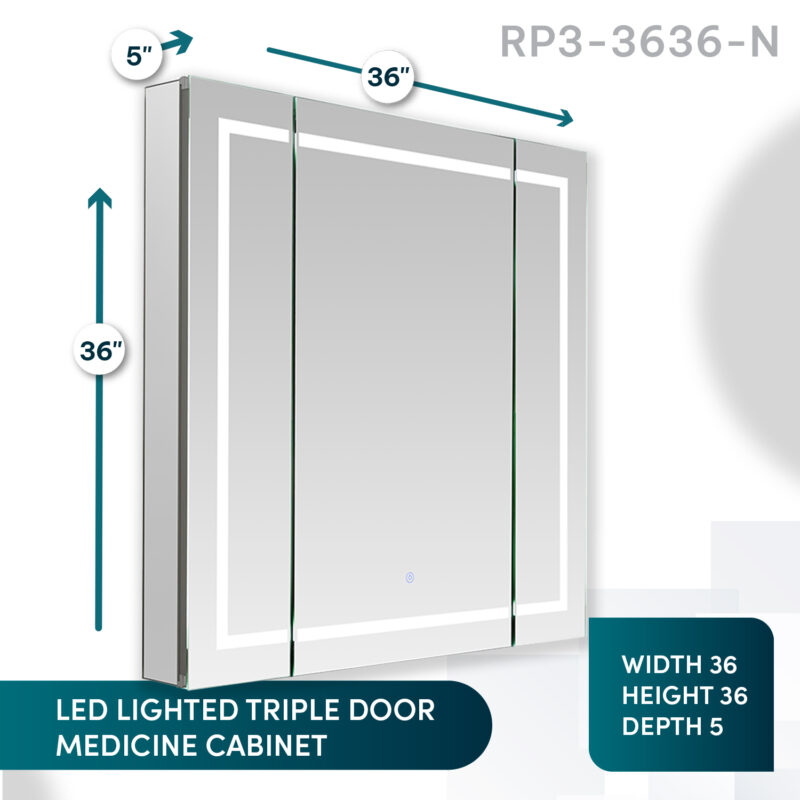 Royale Plus 36х36 LED Triple Door Lighted Medicine Cabinet