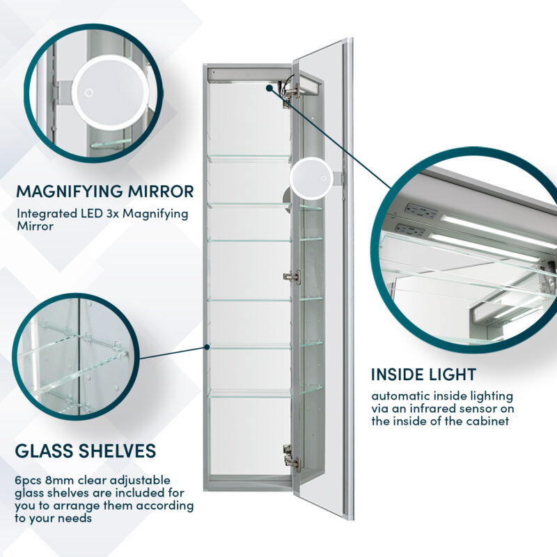 Edge Royale 15x70 Right Hinge LED Lighted Medicine Cabinet