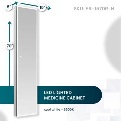 Edge Royale 15×70 Right Hinge LED Lighted Medicine Cabinet