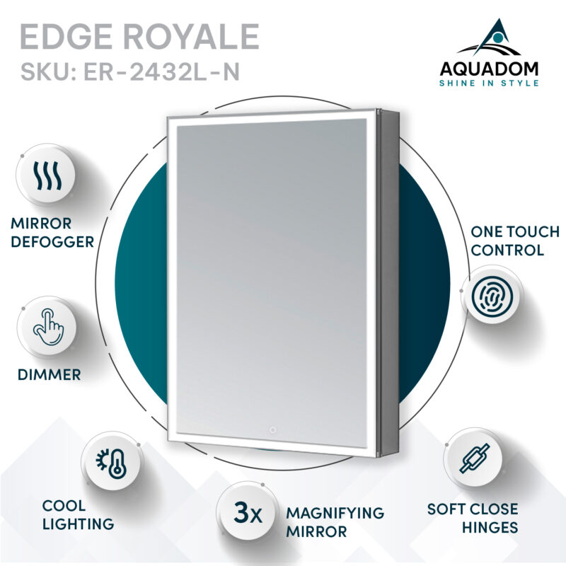 Edge Royale 24x32 Left Hinge LED Lighted Medicine Cabinet