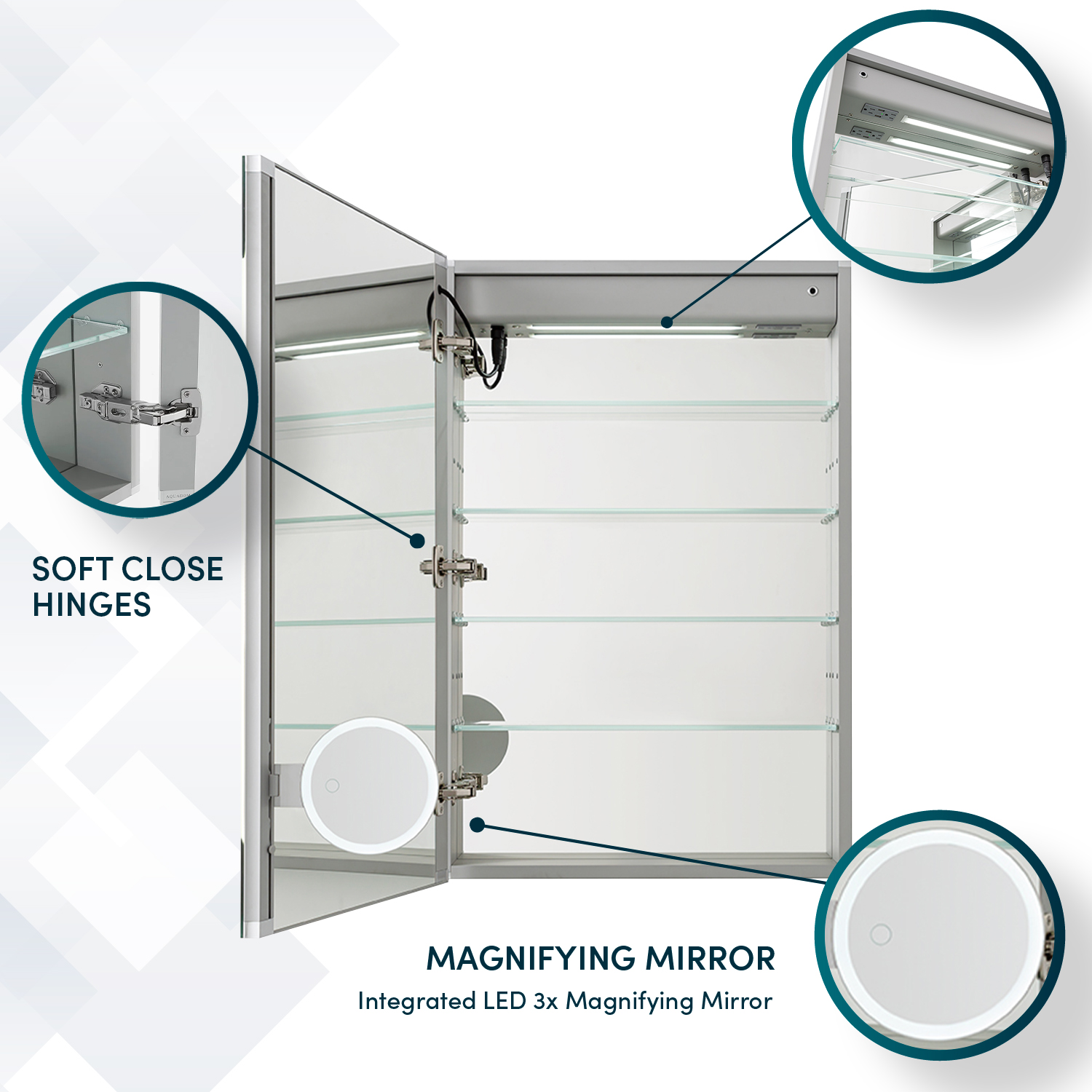 ER-2432L Infromation Cabinet LED (2) Edge Royale 24x32 Left Hinge LED Lighted Medicine Cabinet