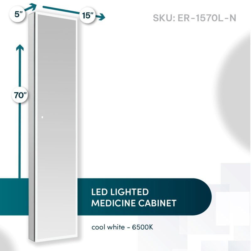 Edge Royale 15x70 Left Hinge LED Lighted Medicine Cabinet