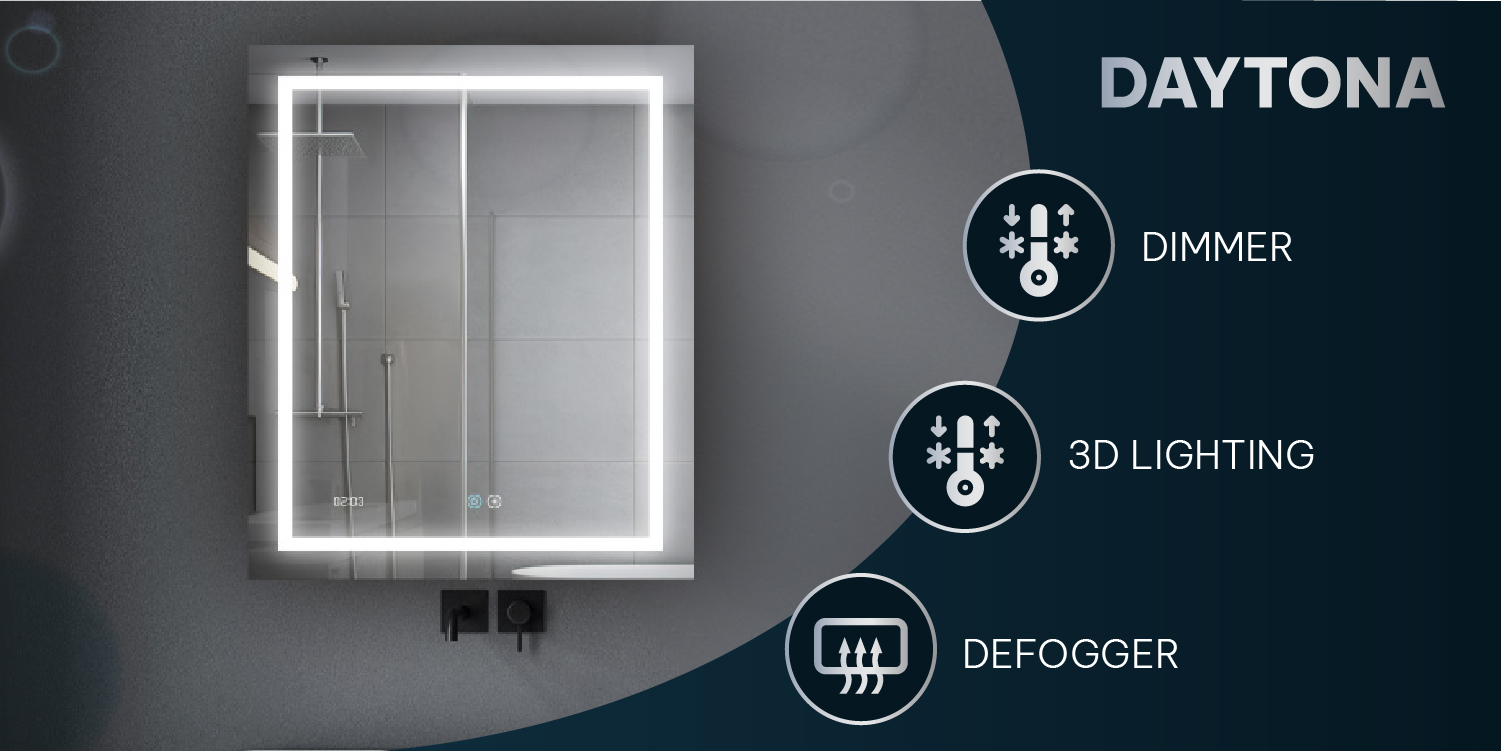 Daytona Mirror With LED Lighting For Bathroom And Home