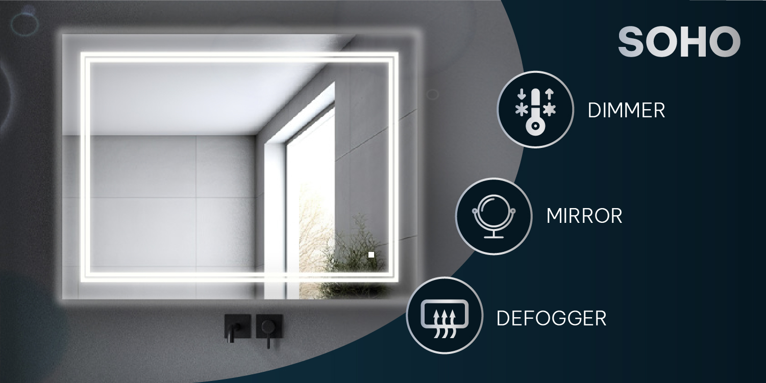 Soho LED Lighted Vanity Mirror With Dimmer And Defogger