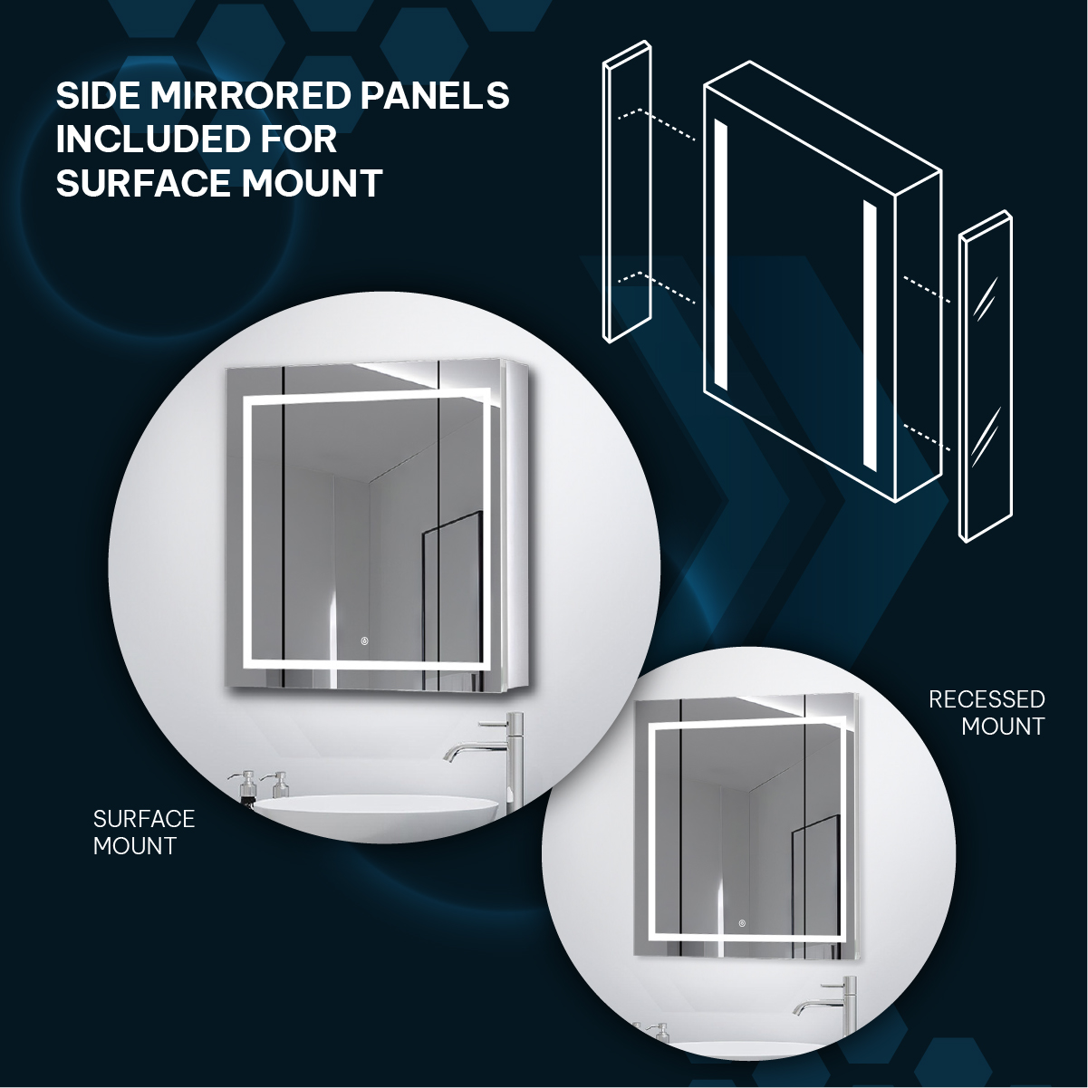 Royale Plus LED Medicine Cabinet Collection With Dimmer And Defogger