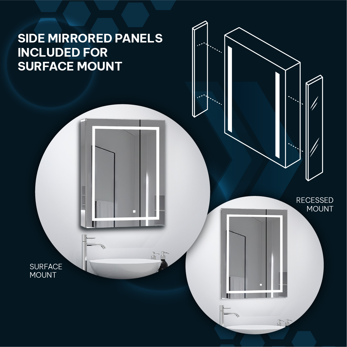 Royale Basic Q LED Medicine Cabinet Collection: Lighted Cabinets With Dimmer And Defogger