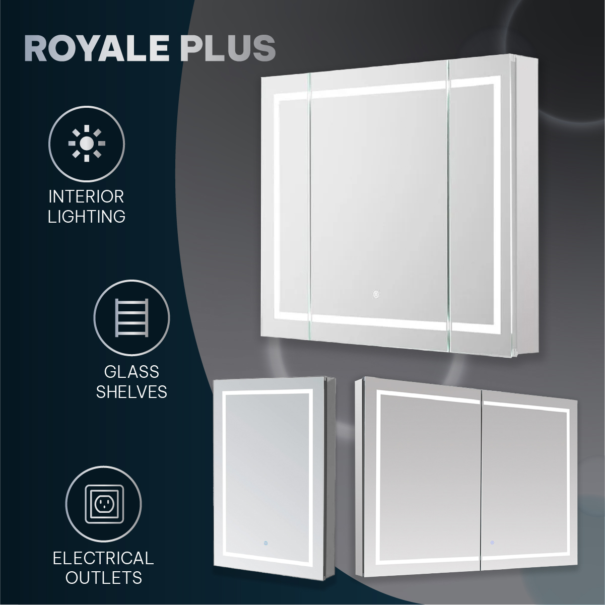 Royale Plus LED Medicine Cabinet Collection With Dimmer And Defogger