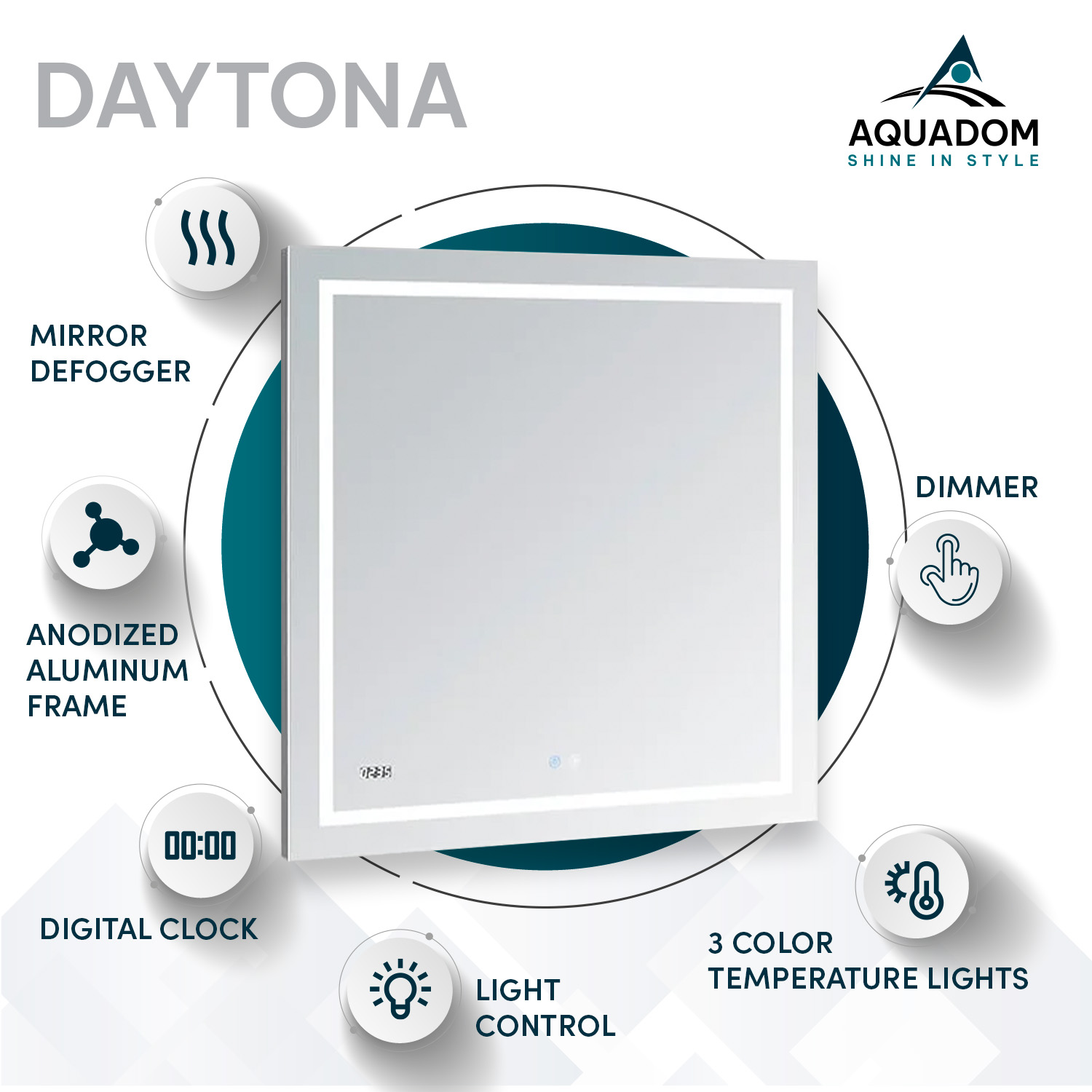 Daytona Mirror With LED Lighting For Bathroom And Home