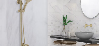 AQUADOM ZEN Three Function Thermostatic Exposed Shower Pipe System with Round 10"x1/5" Rain Shower Head, 3 Functions Hand Shower and Tub Spout, 2.5 GPM