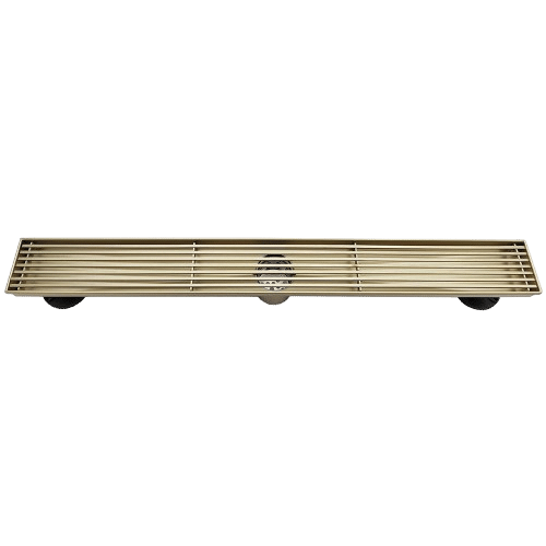 AQUADOM OCEANIC Linear Shower Drain Grid Cover, with hair strainer and adjustment feet, Marine-Grade 316 stainless steel