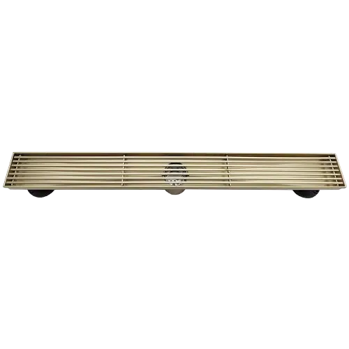 AQUADOM OCEANIC Linear Shower Drain Grid Cover, with hair strainer and adjustment feet, Marine-Grade 316 stainless steel