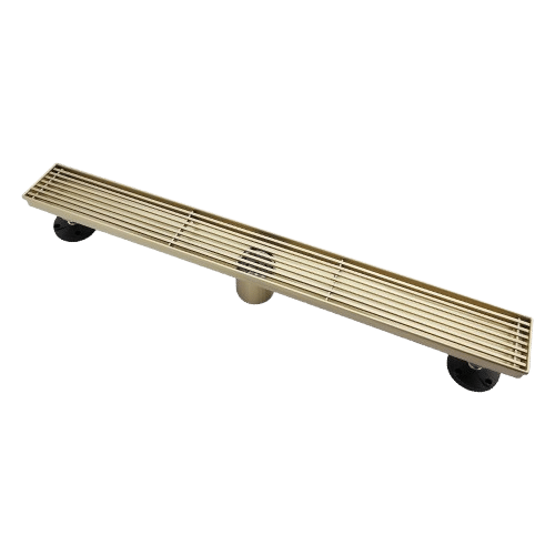 AQUADOM OCEANIC Linear Shower Drain Grid Cover, with hair strainer and adjustment feet, Marine-Grade 316 stainless steel