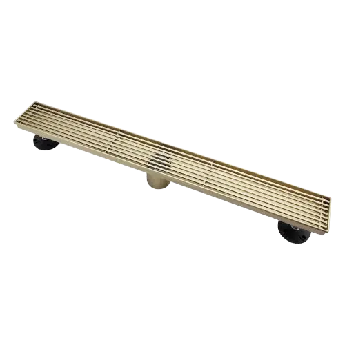 AQUADOM OCEANIC Linear Shower Drain Grid Cover, with hair strainer and adjustment feet, Marine-Grade 316 stainless steel