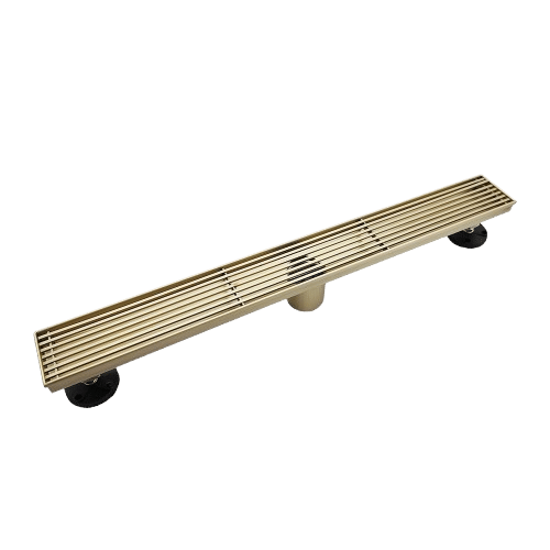 AQUADOM OCEANIC Linear Shower Drain Grid Cover, with hair strainer and adjustment feet, Marine-Grade 316 stainless steel
