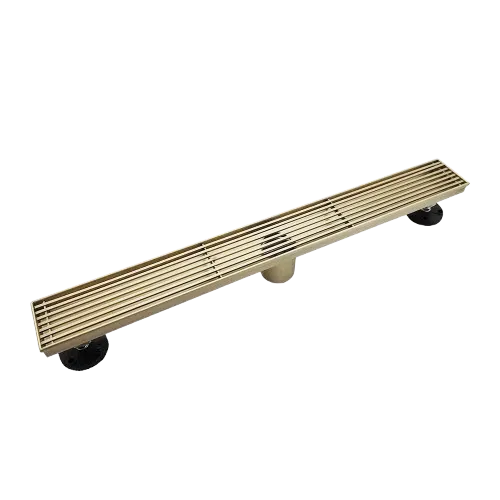 AQUADOM OCEANIC Linear Shower Drain Grid Cover, with hair strainer and adjustment feet, Marine-Grade 316 stainless steel