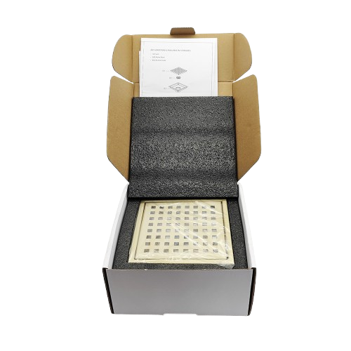 AQUADOM OCEANIC Square Shower Drain Grid Cover, with hair strainer, Marine-Grade 316 stainless steel