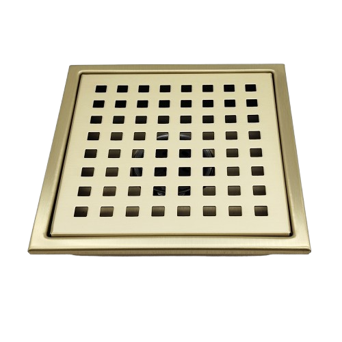 AQUADOM OCEANIC Square Shower Drain Grid Cover, with hair strainer, Marine-Grade 316 stainless steel