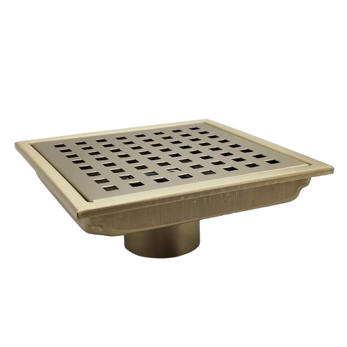 AQUADOM OCEANIC Square Shower Drain Grid Cover, with hair strainer, Marine-Grade 316 stainless steel