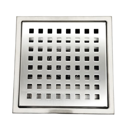 AQUADOM OCEANIC Square Shower Drain Grid Cover, with hair strainer, Marine-Grade 316 stainless steel