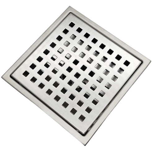 AQUADOM OCEANIC Square Shower Drain Grid Cover, with hair strainer, Marine-Grade 316 stainless steel