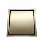 AQUADOM OCEANIC 6"x6" Square Shower Drain Tile-In, with hair strainer, Marine-Grade 316 stainless steel in Brushed Gold