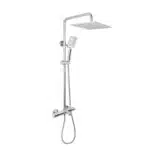 AQUADOM ZEN, 3 Function Thermostatic Exposed Shower Set with Square 10"x10"x1/5" Rain Shower Head and 3 Functions Hand Shower in Chrome