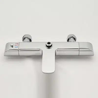 AQUADOM ZEN Three Function Thermostatic Exposed Shower Set with Round 10″x1/5″ Rain Shower Head and 3 Functions Hand Shower and Tap Spout in Chrome