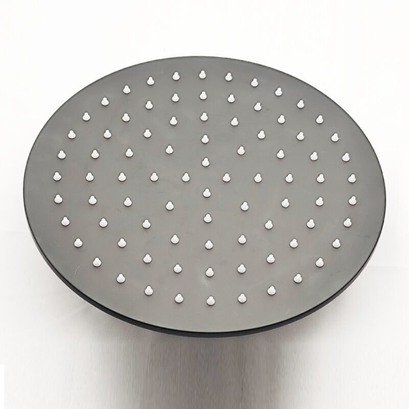 AQUADOM ZEN Three Function Thermostatic Exposed Shower System with Round 10"x1/5" Rain Shower Head and 3 Functions Hand Shower and Tub Spout in Matte Black