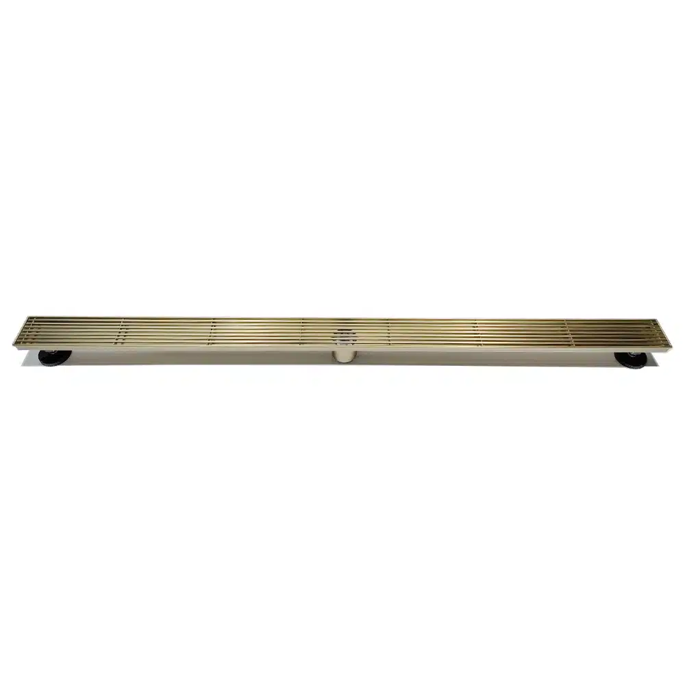 AQUADOM OCEANIC Linear Shower Drain Grid Cover, with hair strainer and adjustment feet, Marine-Grade 316 stainless steel