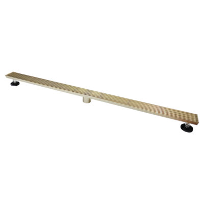 AQUADOM OCEANIC 47″ Linear Shower Drain Grid Cover, with hair strainer, Marine-Grade 316 stainless steel in Brushed Gold