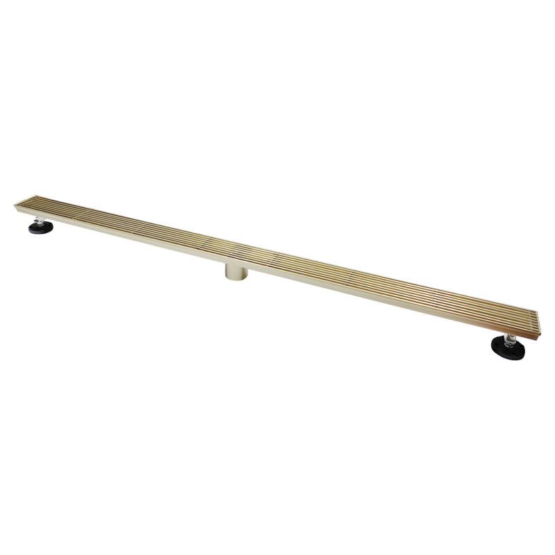 AQUADOM OCEANIC 47" Linear Shower Drain Grid Cover, with hair strainer, Marine-Grade 316 stainless steel in Brushed Gold