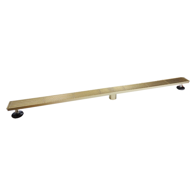 AQUADOM OCEANIC 47" Linear Shower Drain Grid Cover, with hair strainer, Marine-Grade 316 stainless steel in Brushed Gold