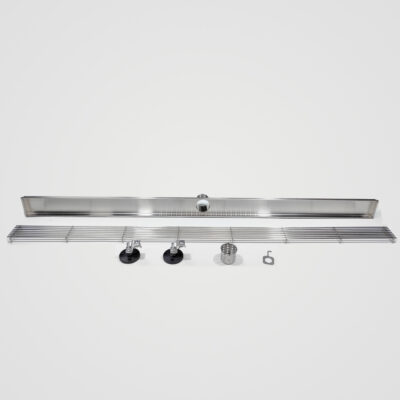 AQUADOM OCEANIC 47″ Linear Shower Drain Grid Cover, with hair strainer, Marine-Grade 316 stainless steel in Satin
