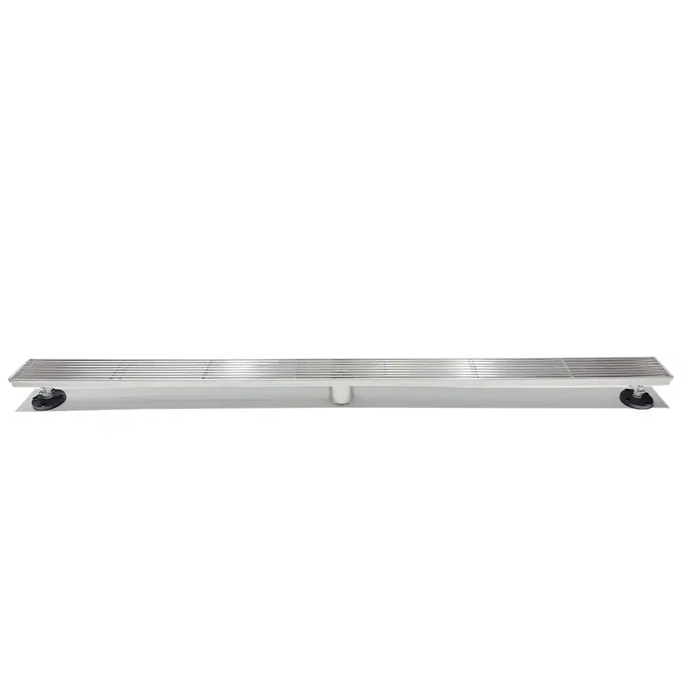 AQUADOM OCEANIC Linear Shower Drain Grid Cover, with hair strainer and adjustment feet, Marine-Grade 316 stainless steel