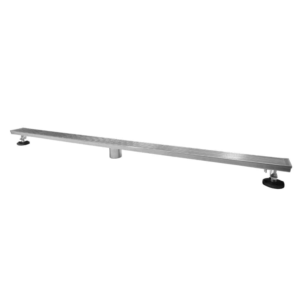 AQUADOM OCEANIC Linear Shower Drain Grid Cover, with hair strainer and adjustment feet, Marine-Grade 316 stainless steel