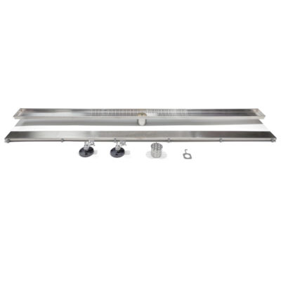 AQUADOM OCEANIC 47″ Linear Shower Drain Tile-In, with hair strainer, Marine-Grade 316 stainless steel in Satin