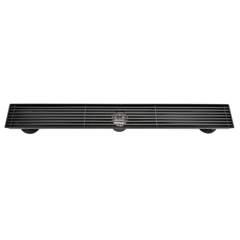 AQUADOM OCEANIC 24" Linear Shower Drain Grid Cover, with hair strainer and adjustment feet, Marine-Grade 316 stainless steel in Matte Black AQUADOM OCEANIC 24" Linear Shower Drain Grid Cover, with hair strainer and adjustment feet, Marine-Grade 316 stainless steel in Matte Black