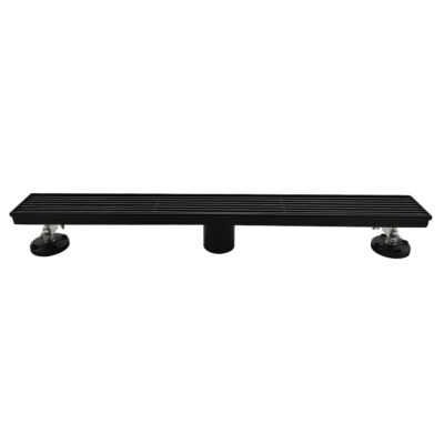 AQUADOM OCEANIC 24" Linear Shower Drain Grid Cover, with hair strainer and adjustment feet, Marine-Grade 316 stainless steel in Matte Black